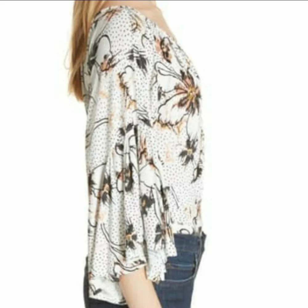 FREE PEOPLE Last Time Floral Printed Drape Blouse NWT sz M